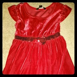 Simple Girls Red Velvet Holiday Dress